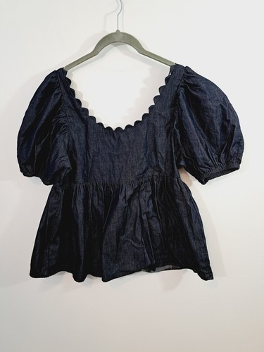 Kika Vargas pour cible Neuf ! Haut boutonné en jean délavé foncé taille XS - Photo 2/7
