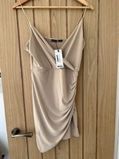 BNWT boohoo wrap detail bodycone dress Stone size 12