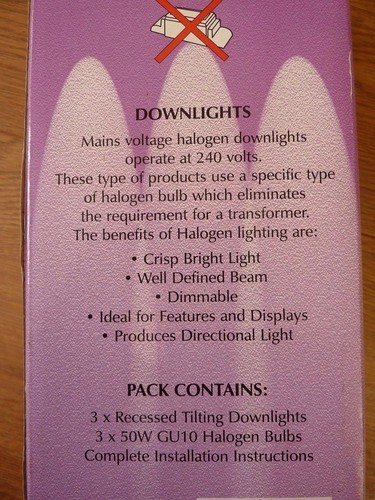 Halogen Dimmable 50W Tilting Down lights Chrome Finish GU10 51305 - Picture 5 of 6