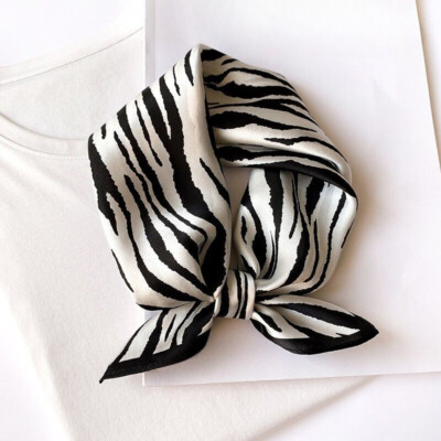  Mulberry Silk 20'' small square Scarf Women neckerchief Wrap Zebra Pattern