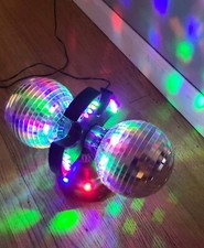 4.5" Twin Mirror Rotating Disco Ball DJ Party Wedding LED Light Lamp NYE TESTED