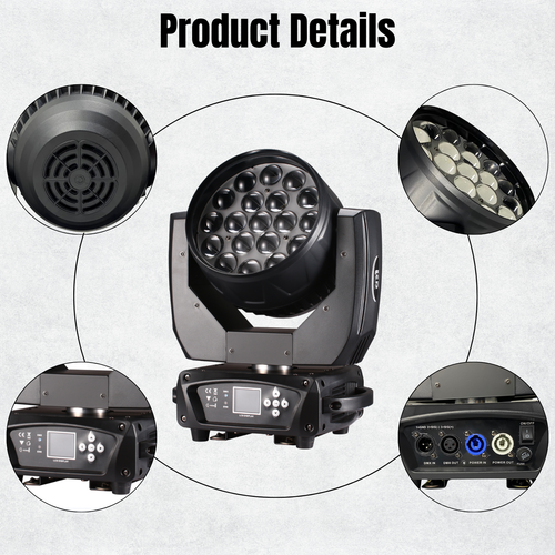 4pcs RGBW 19x15W 4in1 Zoom Wash Led Moving Head Light For Wedding with fly case - Picture 4 of 16
