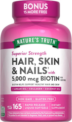 Hair, Skin & Nails Vitamin | 5000 Mcg Biotin | 165 Softgels | with Collagen | No