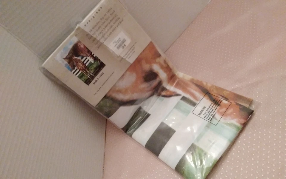 Большой двор флаг кобыла и жеребенок 29 «x 43» лошадь 2007 шелк отражения вечнозеленый - Изображение 4 из 4