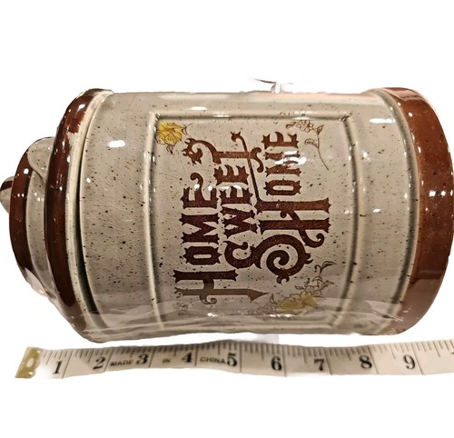 VTG Ceramic Milk Can Home Sweet Home 4 pc Canister Set W/Lids Brown made InJapan - Picture 3 of 23