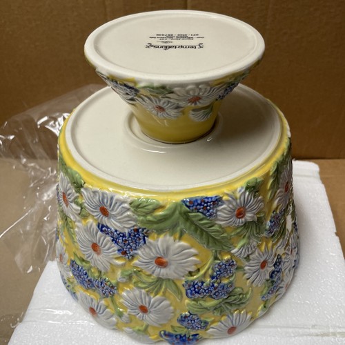 Temp-tations by Tara Blue Figural Floral Trifle Bowl NEW 3 QT Ceramic Rare / Y40 - Picture 4 of 9