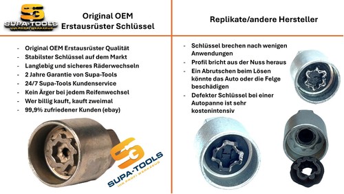 Felgenschloss T40004 ABC3 VW, 14 Kant 14 Zahn Steck Nuss SUPA-Tools - Picture 3 of 4