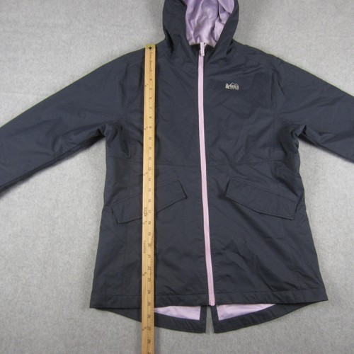 REI Co-Op Rain Windbreaker Jacket Youth Girl XL 18 Hooded Full Zip - Picture 9 of 15