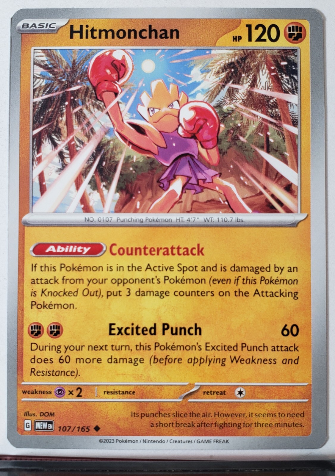 Hitmonchan 107/165 NM / M - 151 Scarlet Violet Pokemon Card $2 Combined Shipping