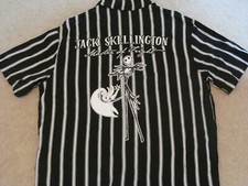 NIGHTMARE BEFORE CHRISTMAS JACK SKELLINGTON STRIPED BUTTON UP S/S SHIRT DISNEY M