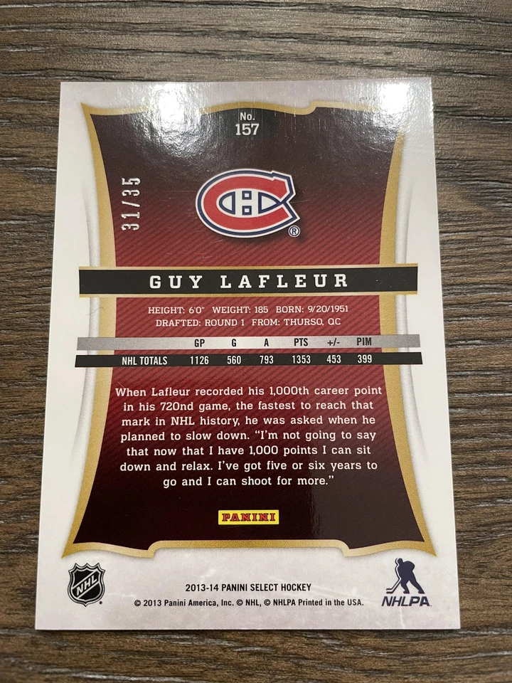 2013-14 Panini Select #157 Guy Lafleur Prizms Red Toronto Fall Expo #/35 Foto 2 de 2