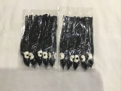 10 x Black Sparkle Squid Octopus Lure 4 1/2  Game Fishing Lures Trolling Skirts