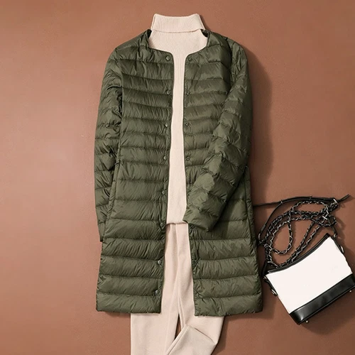 Womens Ultralight Packable Duck Down Jacket Puffer Winter Long Coats Parka - Picture 11 of 19