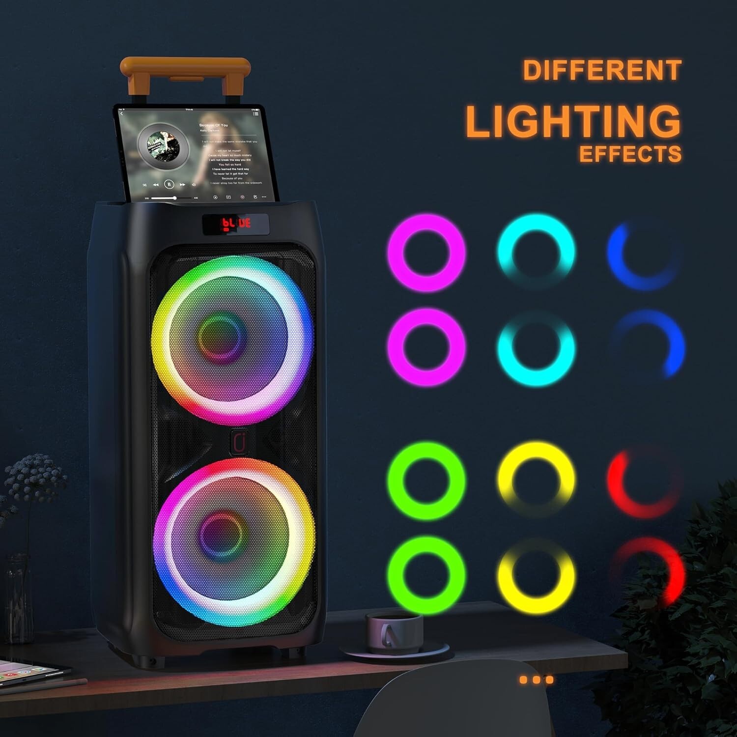 500W Outdoor Karaoke Machine: Big Bluetooth Speaker with Disco Lights & Trolley