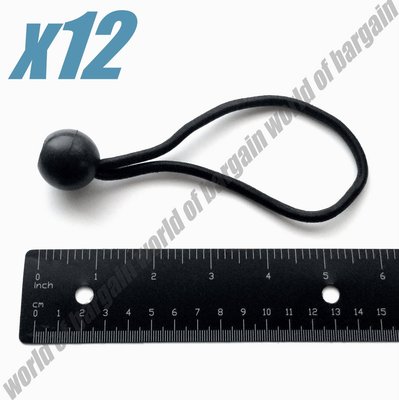 12 pc 6'' BALL BUNGEE Cord Tarp Elastic Tie Down Strap Bungi Canopy Rubber Straps