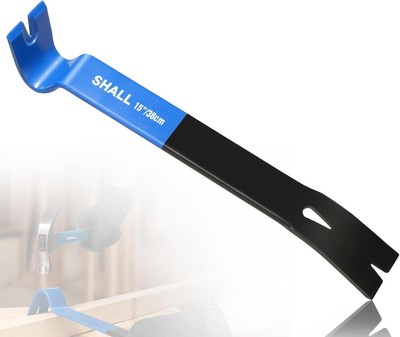 SHALL 15'' Flat Pry Bar, Heavy-Duty Nail Puller Crowbar, 1-Piece (15'') 