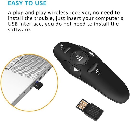 TELECOMMANDE Pointeur COMMANDE DISTANCE Présentateur USB POWERPOINT LASER - Bild 4 von 6