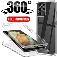 360 Full Body Clear Case For Samsung S25 S24 Ultra S23 FE A16 A55 A14 A15 Cover