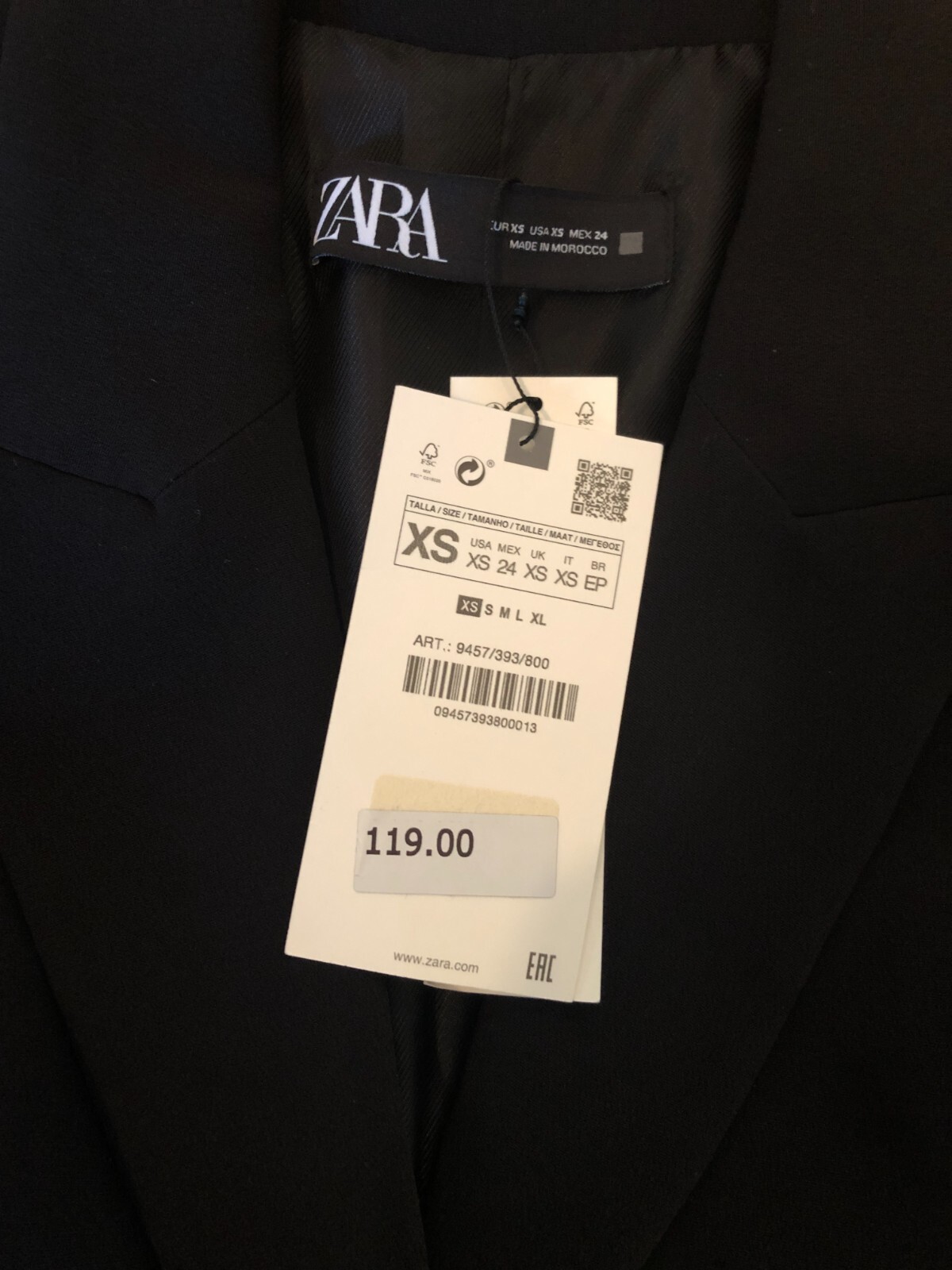 ZARA NEW WOMAN Tailored LONG JACKET BLAZER DRESS BLACK 9457/393 XS | eBay