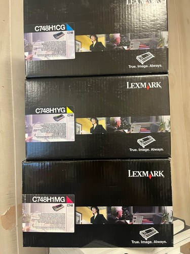 Set of 3 - Lexmark C748H1MG, C748H1YG, C748H1CG HY Sealed Boxes