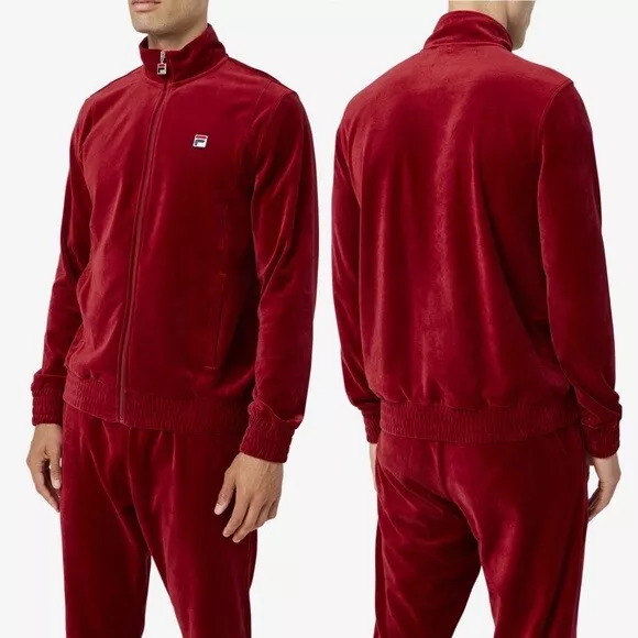 Men’s Fila Burgundy Velour Fashion Tracksuit