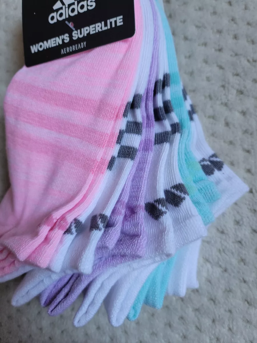 Adidas 6 Pair Women s Wicking Superlite arch support NO SHOW multicolor socks