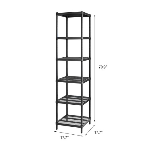 Design Ideas MeshWorks 6 Tier Tower Metal Storage Shelving Rack, Black(Open Box) - Picture 6 of 10