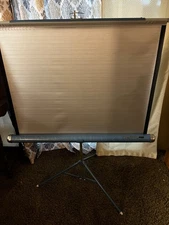 Vintage Da-Lite 40"x40" Silver Lite Flyer Projection Screen W/ Tripod  