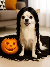 Swooflia Dog Wig - Black Long Braids One Size Fits All, Weds