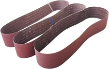 3 Pack 6 x 89 Inch Abrasive Sanding Belts - 80 120 and 240 Grit 6x89in, Brown 