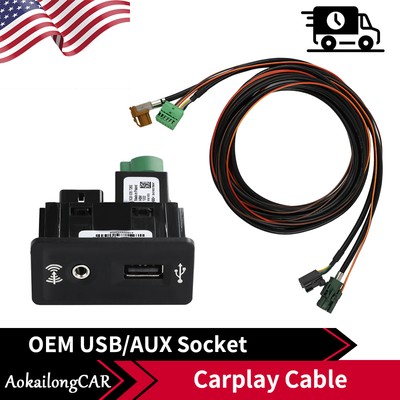 For VW Golf 7 GTR MIB2 Radio CarPlay MDI USB AUX AMI Switch Plug Set 5G0035222E