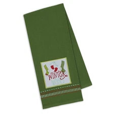 DII Design Imports Winter Wishes Green Dish Towel