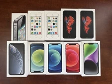 Lot of 10 Empty Apple iPhone Boxes – 4s, 5s, 6s, XR, 12 (3 Colors), 14 Plus