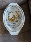 Vintage 1970 Pyrex Floral Bubble 2.5 Qt Beige Oval Casserole Dish Original