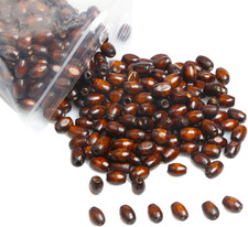 500Pcs Oval Wood Beads 6 X 8Mm Tiny Brown Rice Shaped Wooden Spacer Beads Wooden
