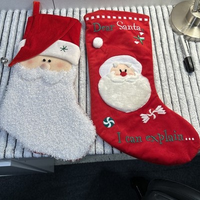 Lot Of 2 Christmas Stockings Santa & Dear Santa I Can Explain