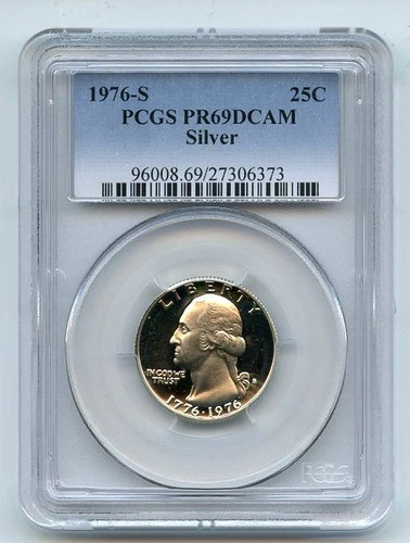 1976 S 25C Silver Washington Quarter Proof PCGS PR69DCAM