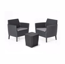 Keter Salemo Balcony Set Da Giardino Color Grafite Con 2 Poltrone 1 Tavolino