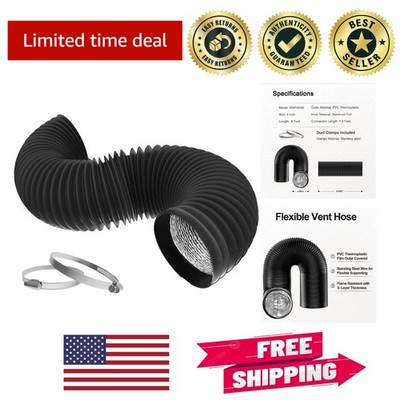 Flexible 4'' x 8' Dryer Vent Hose - Durable PVC & Aluminum Foil Ducting