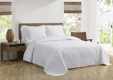 Queen Quilt Set Soft Bedding with Matching Shams Comfy Bedspread WHITE Bedding