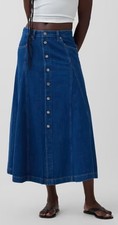 NWT Gap Denim Seamed Maxi Skirt, Sz 6 Petite, Cottagecore Prairie Western