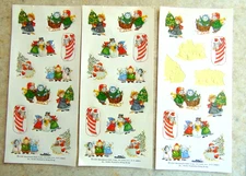 Vtg 1985 Merrimack Kitty Cucumber Christmas Cat Stickers-Printed in Hong Kong