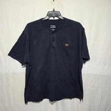 Wrangler Riggs Workwear Mens XXL Navy Blue Henley Pocket T-Shirt Short Sleeve