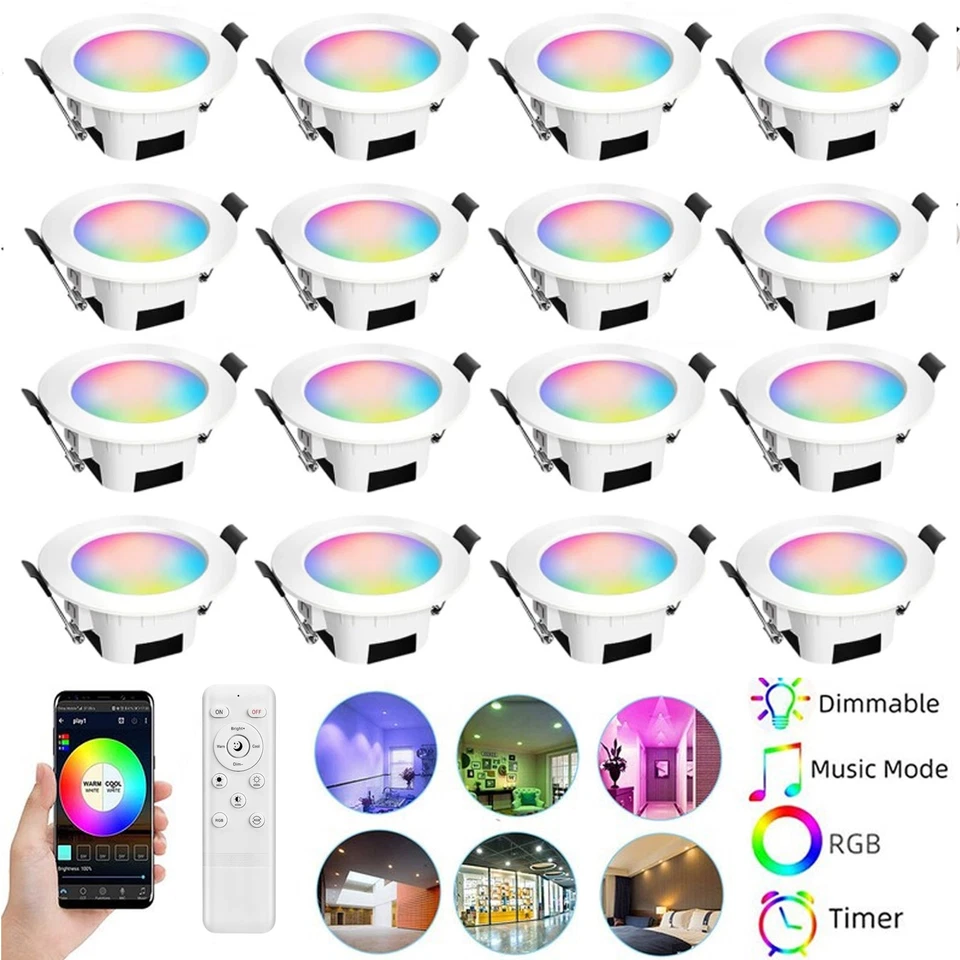 20X LED Einbaustrahler 9W Bluetooth RGB+WW+CW Einbauleuchten Decken Spot Dimmbar - Bild 1 von 4