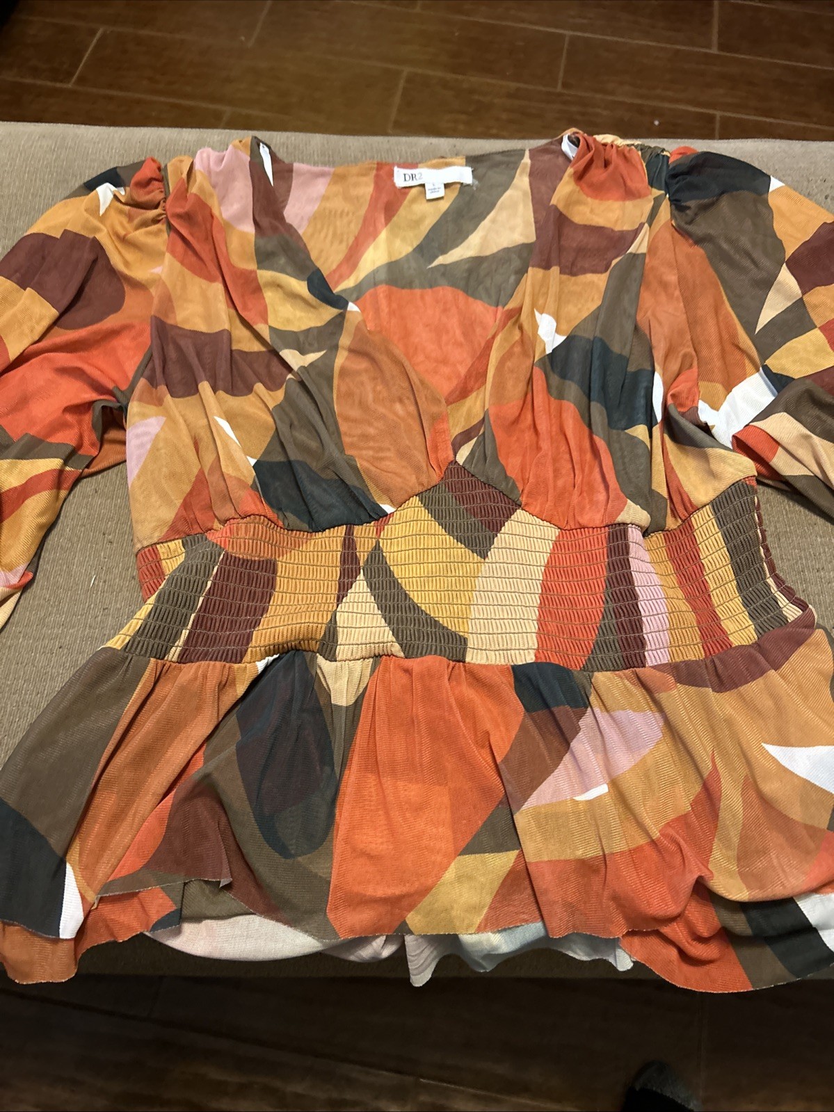 DR2 Fall colored pattern Waist Forming Poly Blous… - image 8