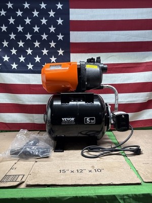 VEVOR 1HP Shallow Well Pump with Pressure Tank 1000GPH Irrigation Booster Pump