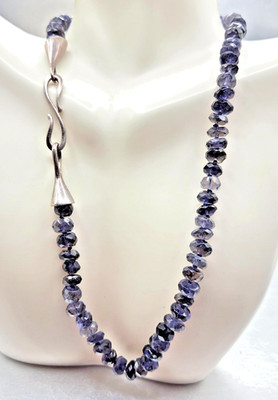 Vintage Carolee Sterlingsilber Amethyst facettiert geknotet Perlen Halskette 15''