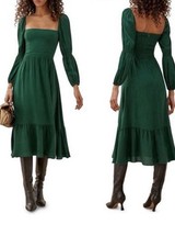 REFORMATION Mica Dress In Emerald Sz 4