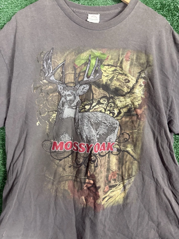 Camiseta Gráfica De Colección Y2K Roble Mossy Ciervo Talla 2XL Gris Desteñido Grunge Foto 2 de 4