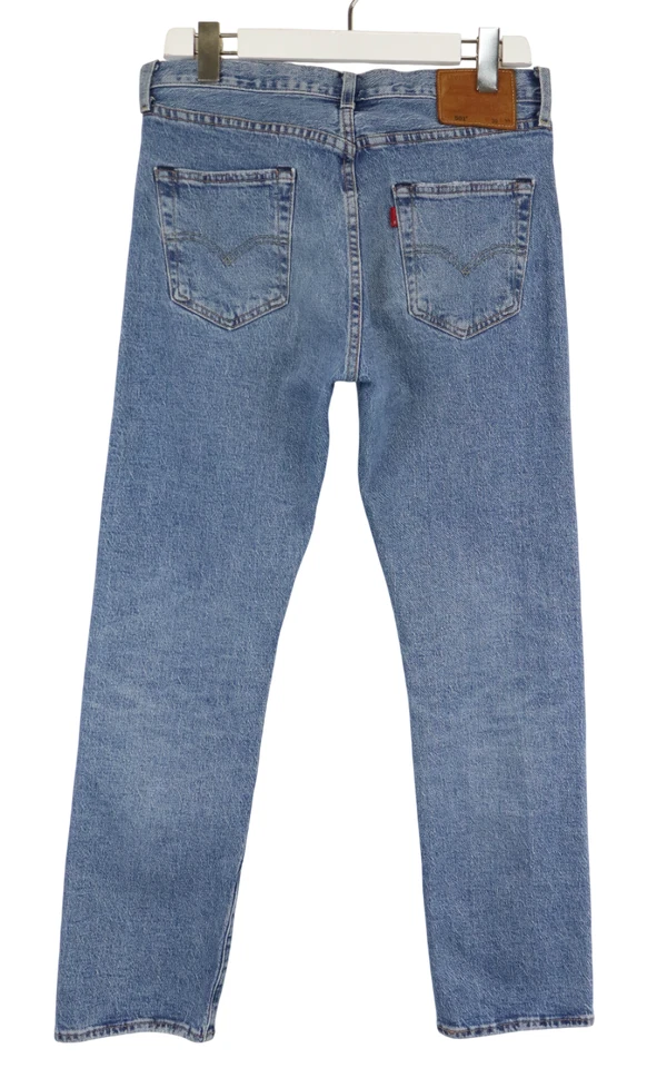 Levi's 501 Vaqueros Hombres W30/L30 Azul Botón Fly Desteñir Efecto Elástico Fit - Imagen 2 de 4